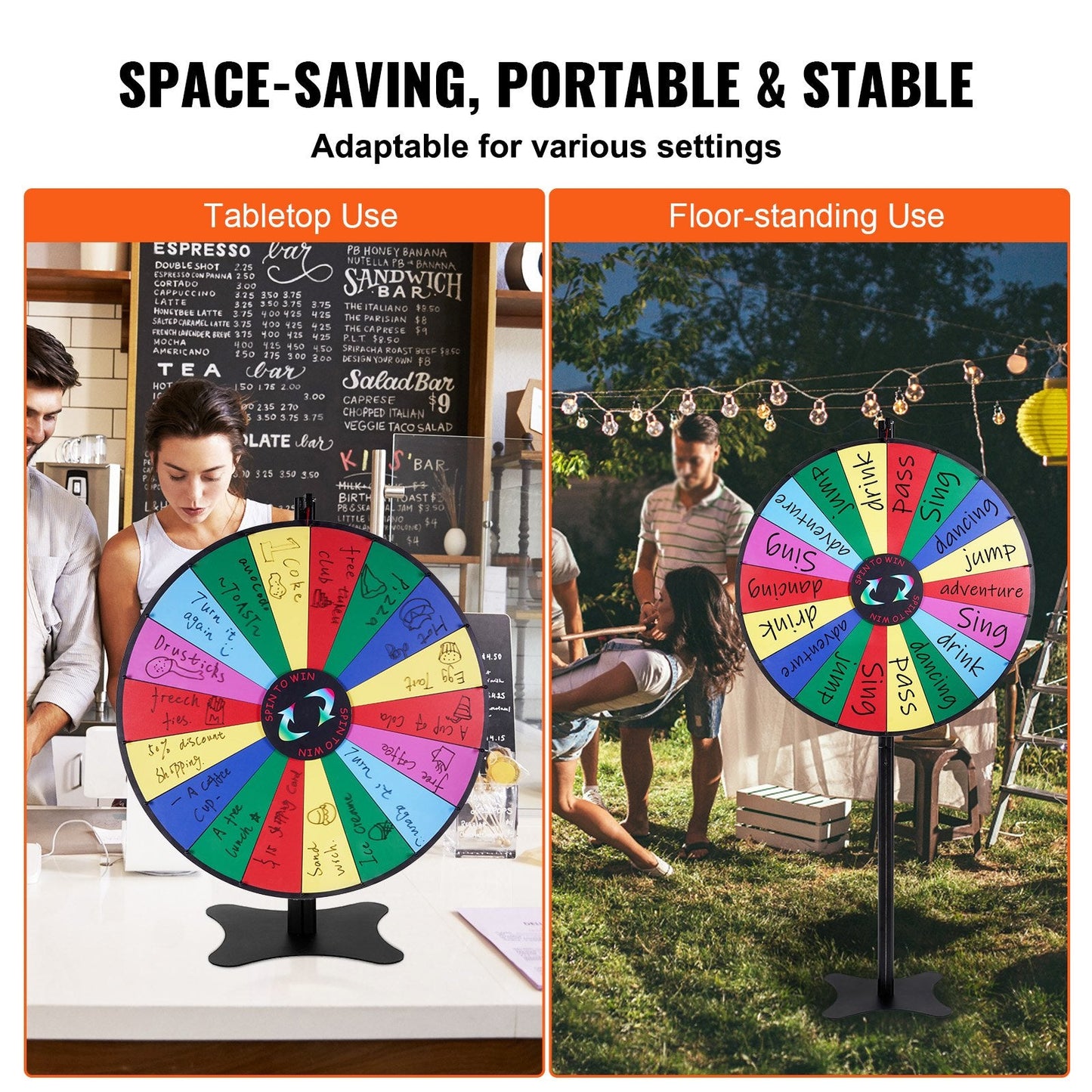36" (0.91m) Roulette Wheel with 18 Slots and Stand for Parties and Events