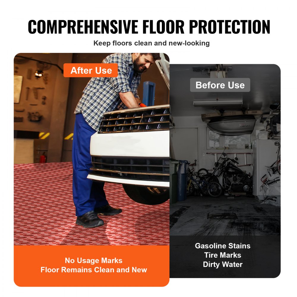 VEVOR Garage Tiles Interlocking 12x12 in 25 Pack Garage Flooring Tiles Red