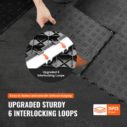 Interlocking Garage Floor Tiles, 50 Pack, 0.3 x 0.3 x 0.013 m, Black, Non-Slip Design