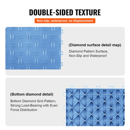VEVOR Garage Tiles Interlocking 12x12 in 50 Pack Garage Flooring Tiles Blue
