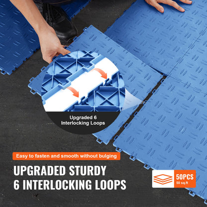 VEVOR Garage Tiles Interlocking 12x12 in 50 Pack Garage Flooring Tiles Blue