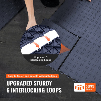 VEVOR Garage Tiles Interlocking, 12 x 12 x 0.53 inch 50 Pack Garage Floor Covering