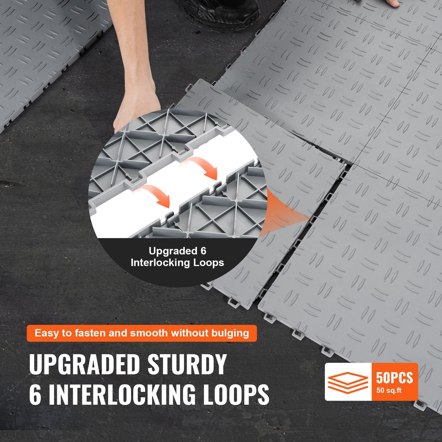VEVOR Garage Tiles Interlocking 12x12 in 50 Pack Garage Flooring Tiles Silver