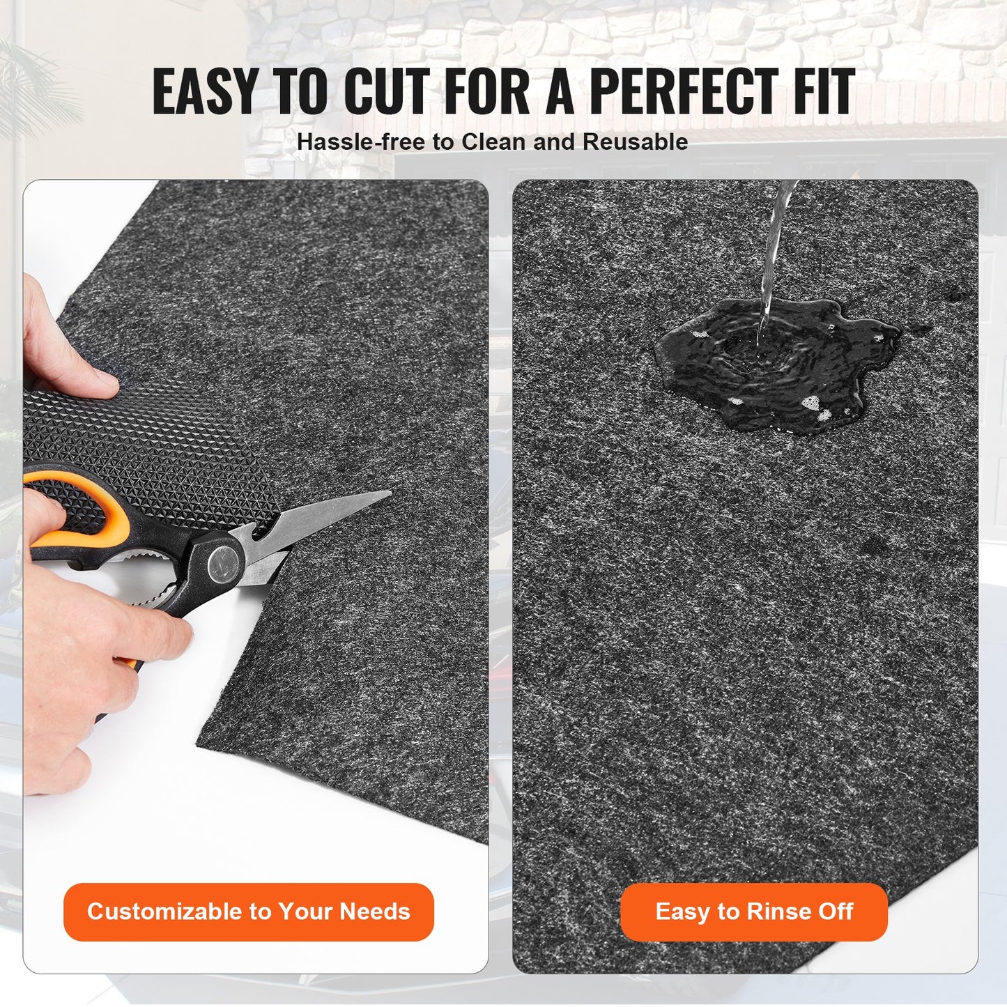 VEVOR Garage Floor Mat, 2.3 x 5.79 M Waterproof Protection from Water,Snow, Rain,Mud