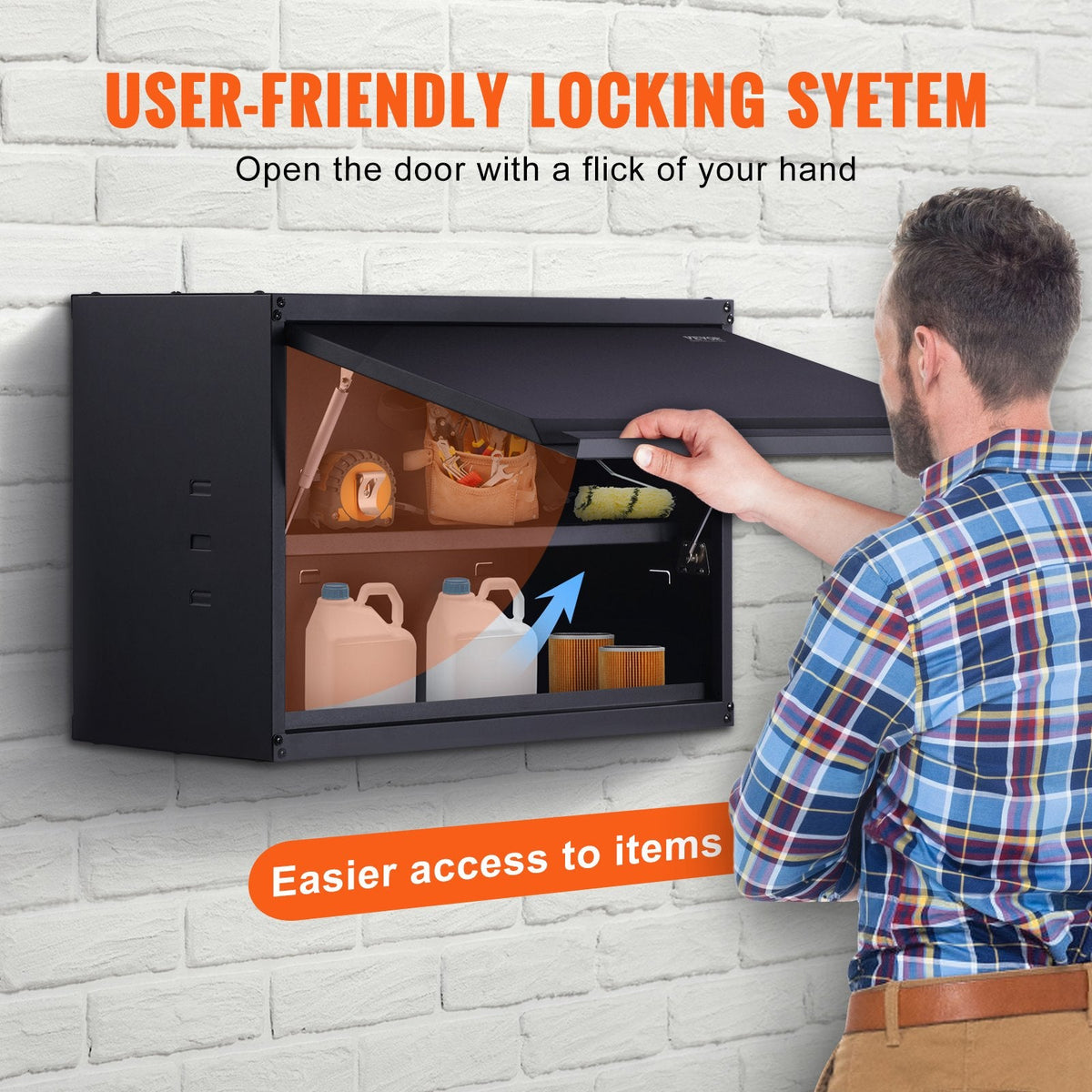 Upward-opening doors save space and reduce the risk of hitting people nearby