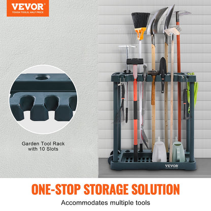VEVOR Garden Tool Organizer, 10 Slots, Yard Tool Tower Rack for Garage Organization