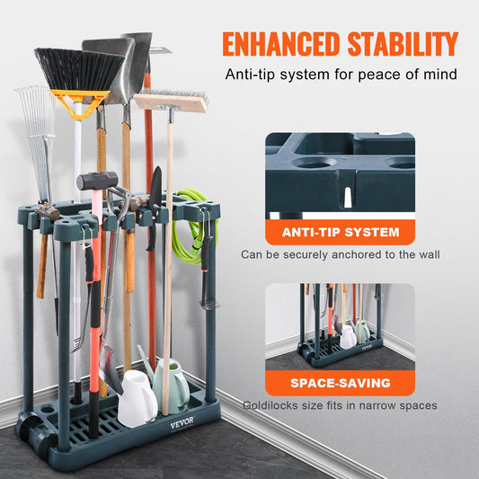 Garden Tool Stand Holder, 10 Slots, Garage & Shed Organizer, 3.25 kg, 0.75 m