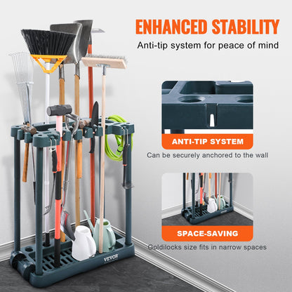 VEVOR Garden Tool Organizer, 10 Slots, Yard Tool Tower Rack for Garage Organization