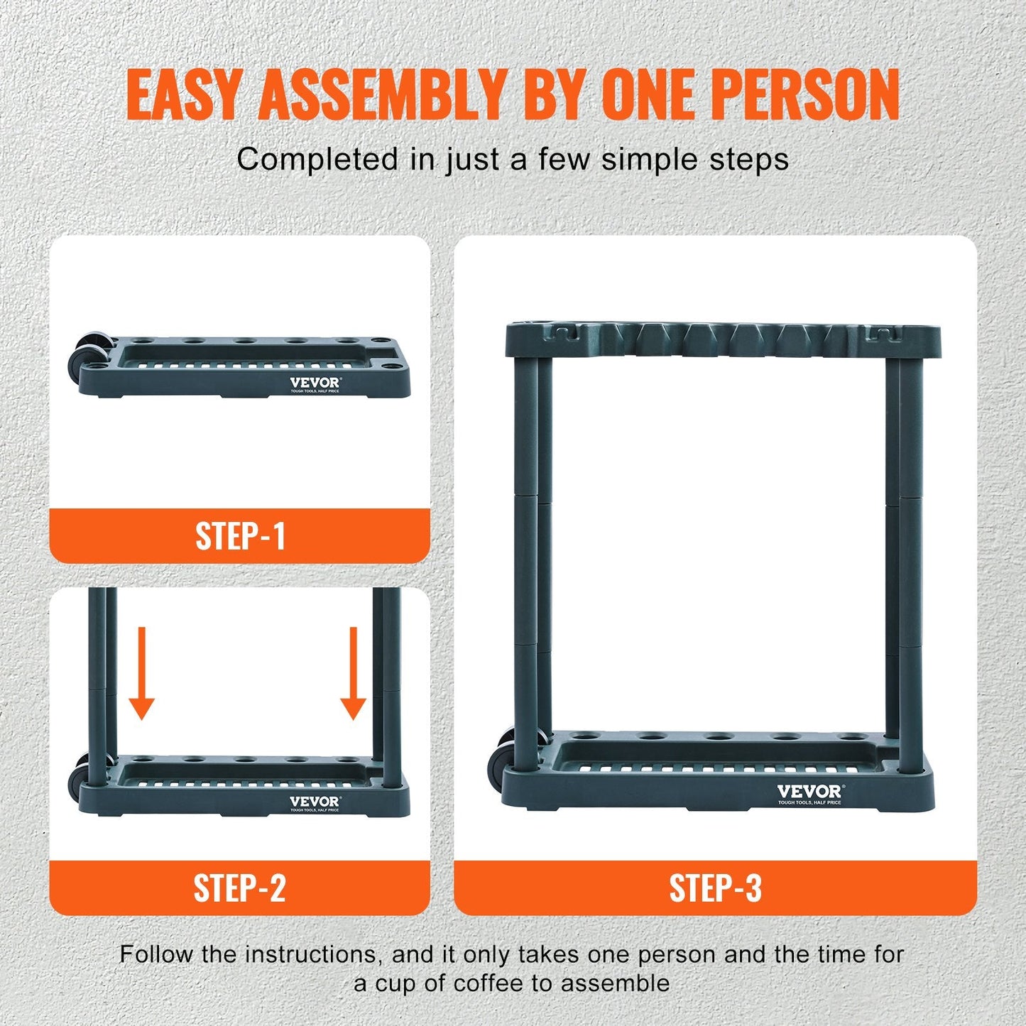 Garden Tool Stand Holder, 10 Slots, Garage & Shed Organizer, 3.25 kg, 0.75 m