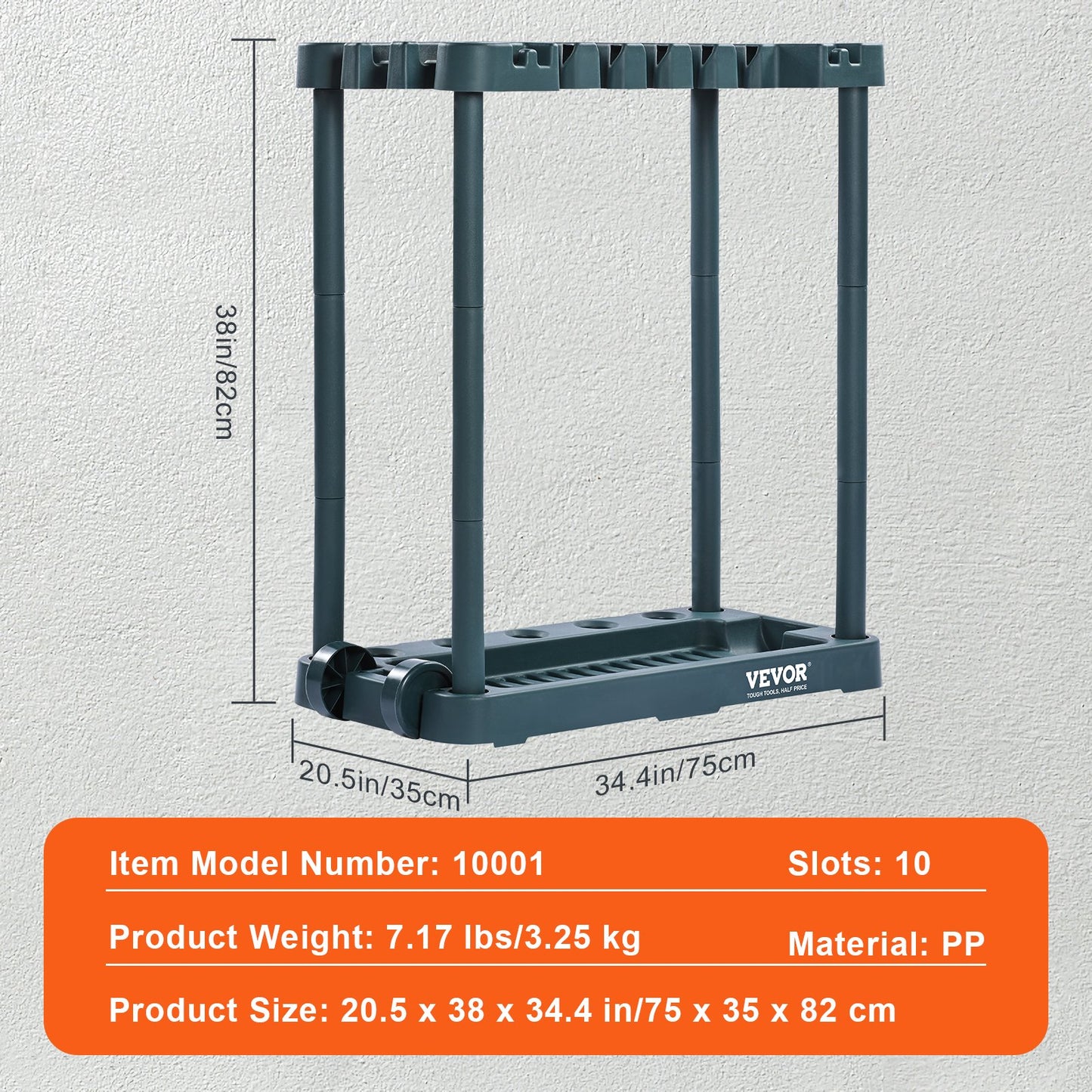 VEVOR Garden Tool Organizer, 10 Slots, Yard Tool Tower Rack for Garage Organization