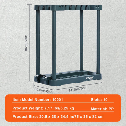 VEVOR Garden Tool Organizer, 10 Slots, Yard Tool Tower Rack for Garage Organization