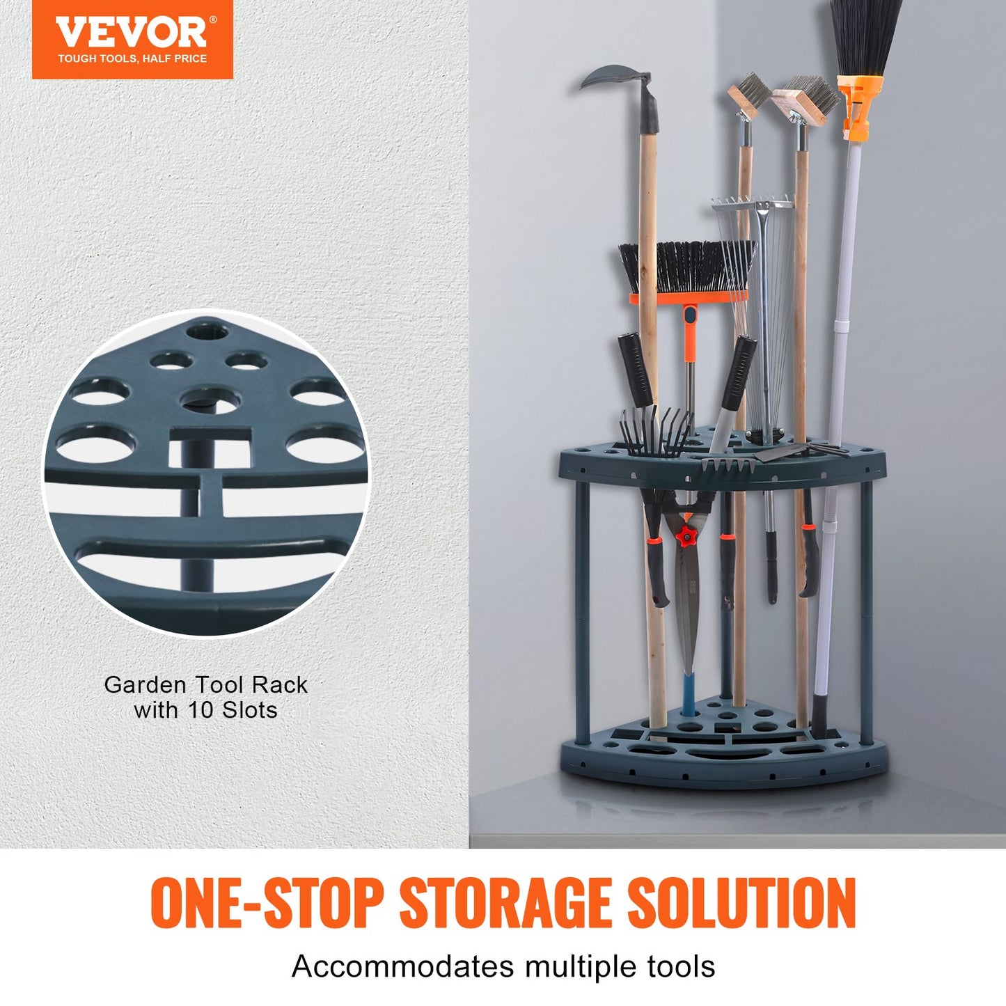VEVOR Garden Tool Organizer, 19 Slots, Yard Tool Tower Rack for Garage Organization