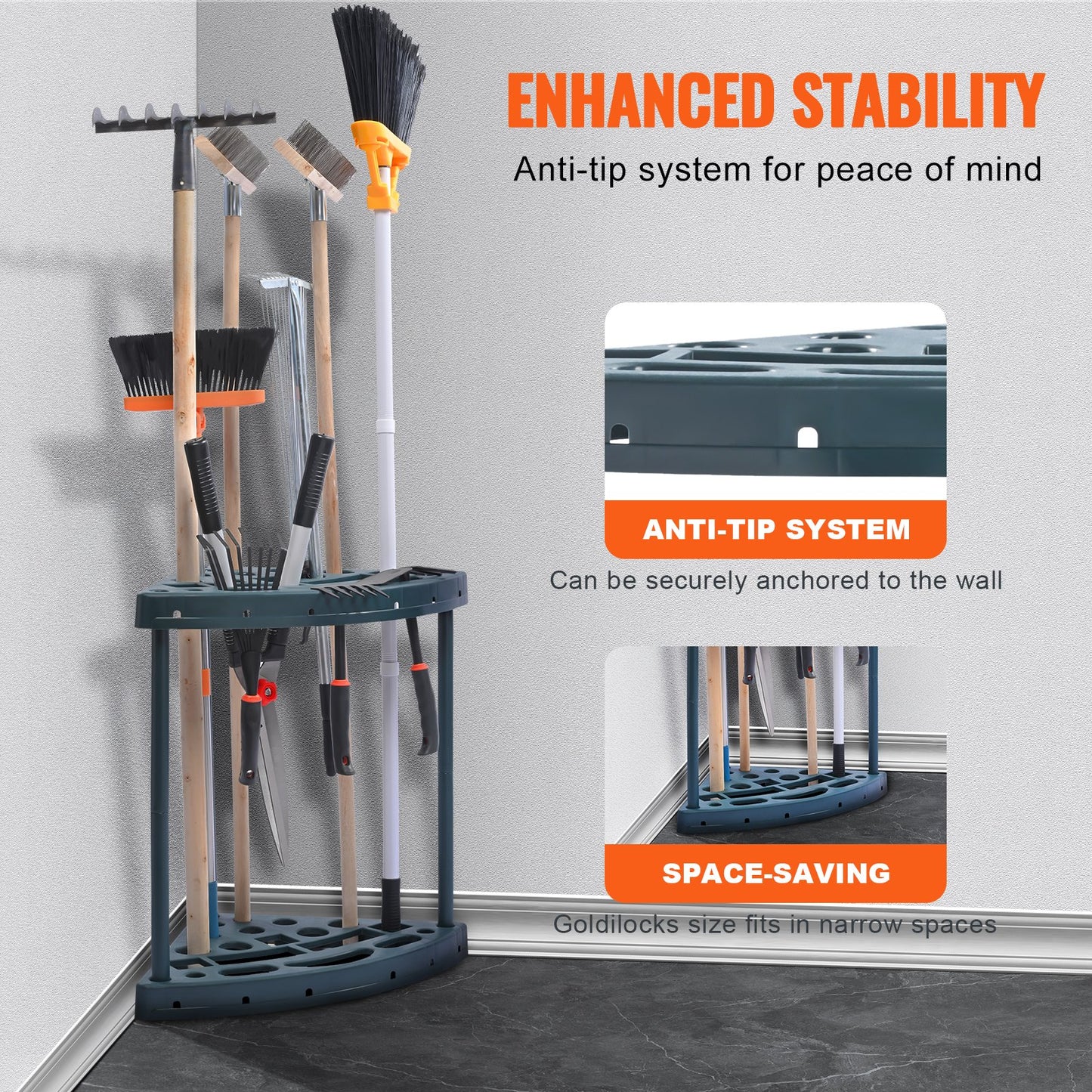 VEVOR Garden Tool Organizer, 19 Slots, Yard Tool Tower Rack for Garage Organization