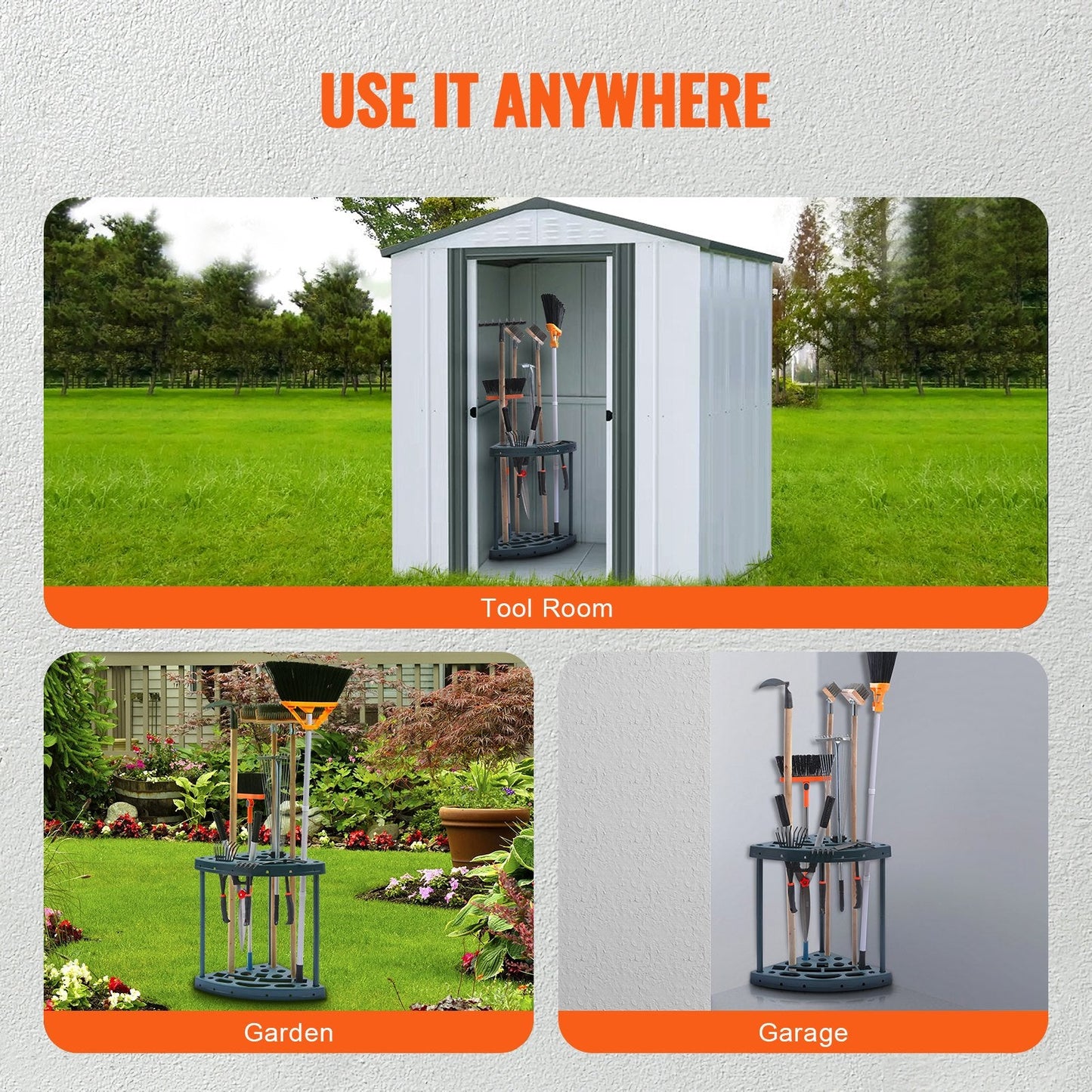 Garden Tool Tower Rack: 19 Slots, Garage & Shed Organizer, Holds Long Tools