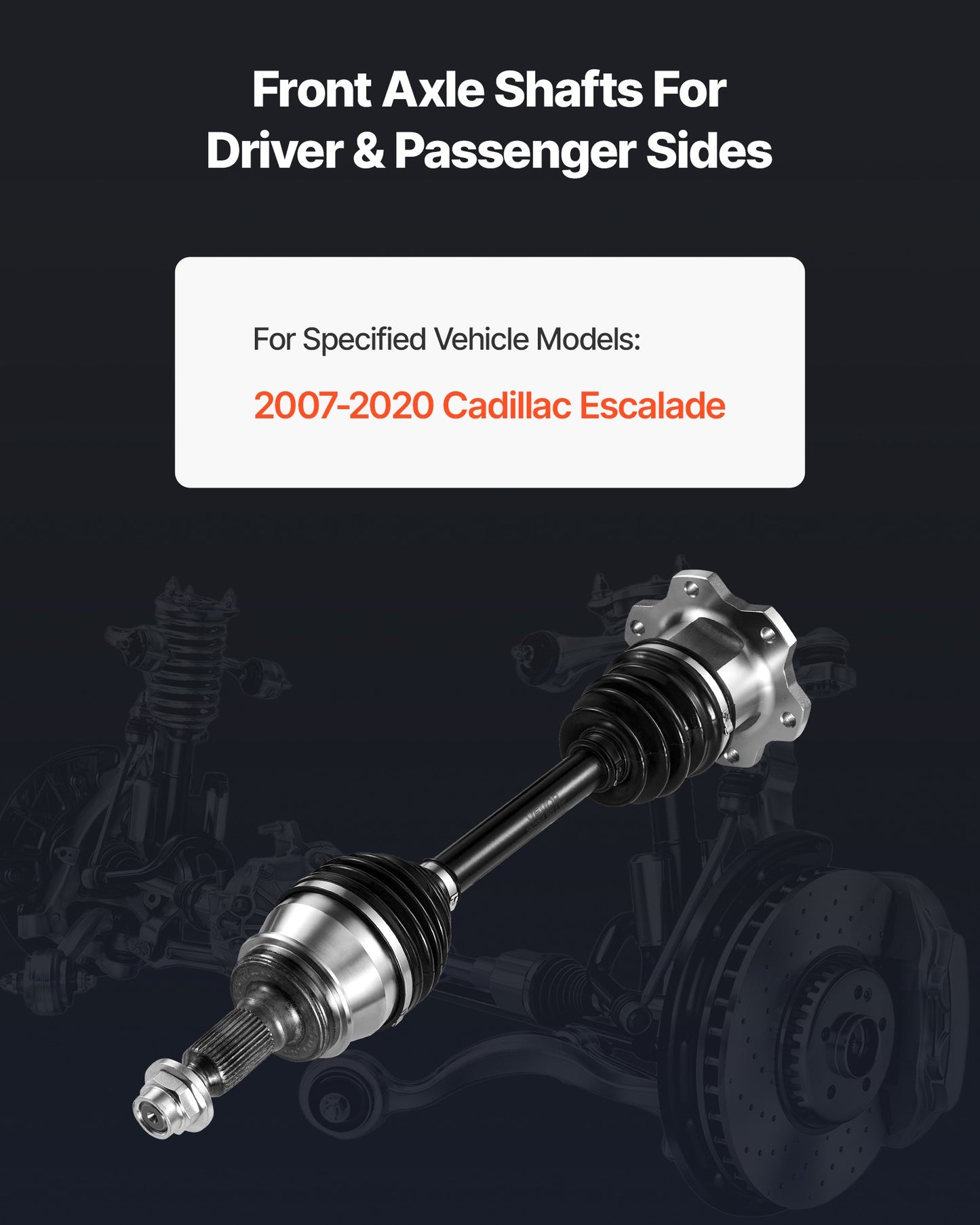 CV Axle Shaft Assembly, Front Left or Right Side (Driver or Passenger Side), Automotive Replacement CV Joint Axle Shaft Compatible with 2007-2020 Cadillac Escalade, Alloy Steel & Carbon Steel