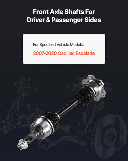 CV Axle Shaft Assembly, Front Left or Right Side (Driver or Passenger Side), Automotive Replacement CV Joint Axle Shaft Compatible with 2007-2020 Cadillac Escalade, Alloy Steel & Carbon Steel