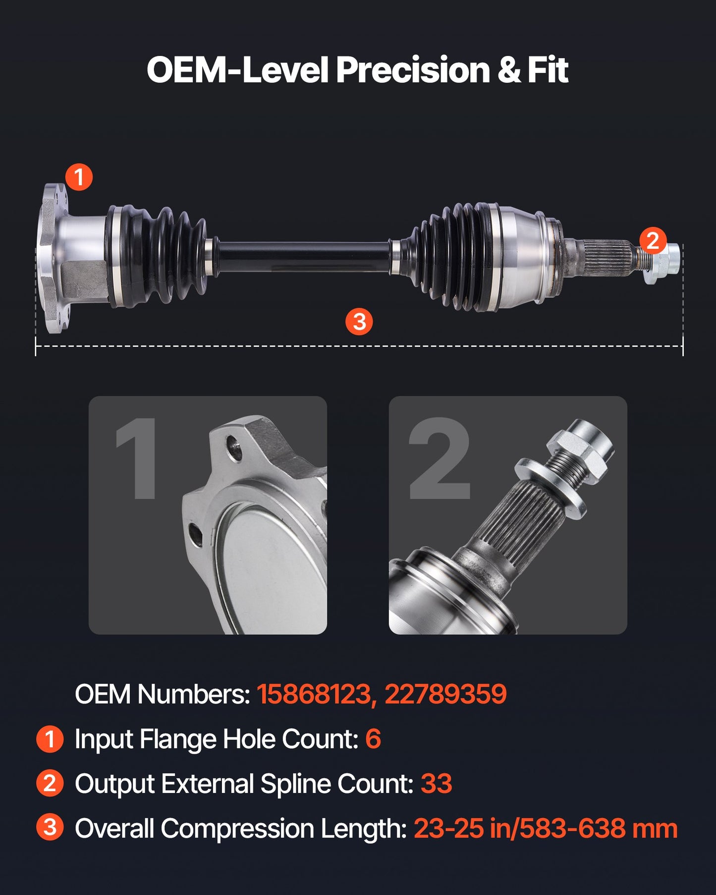 CV Axle Shaft Assembly, Front Left or Right Side (Driver or Passenger Side), Automotive Replacement CV Joint Axle Shaft Compatible with 2007-2020 Cadillac Escalade, Alloy Steel & Carbon Steel