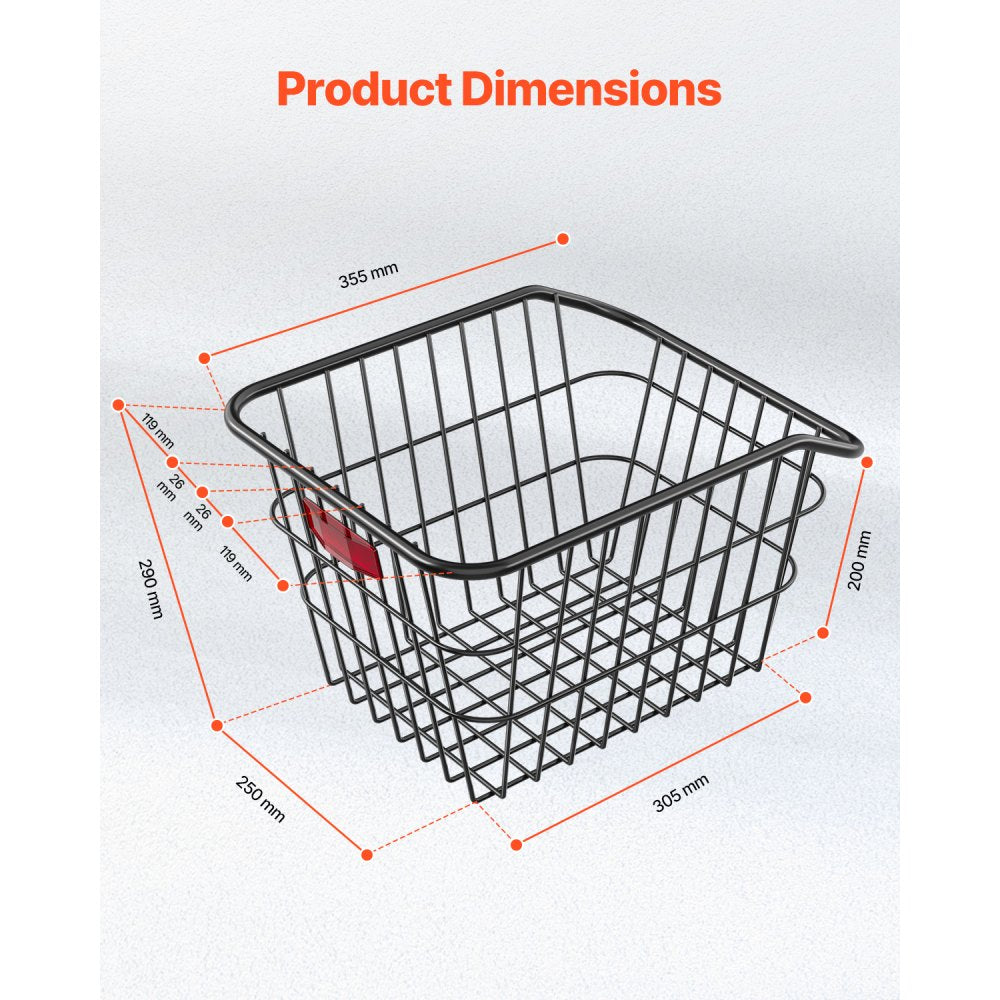 Rear Bike Basket Metal Wire Bicycle Basket Reflective Tail Light Cover