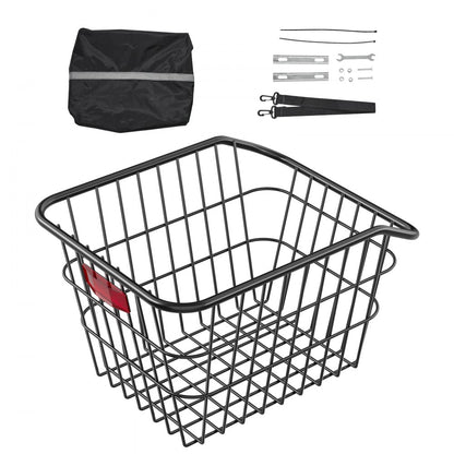 Rear Bike Basket Metal Wire Bicycle Basket Reflective Tail Light Cover
