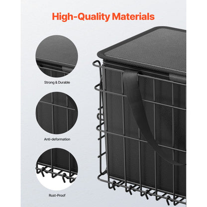 Rear Bike Basket, Folding Wire Bicycle Basket with Cargo Net, Removable Liner Bag & Waterproof Cover, Quick Release Desi