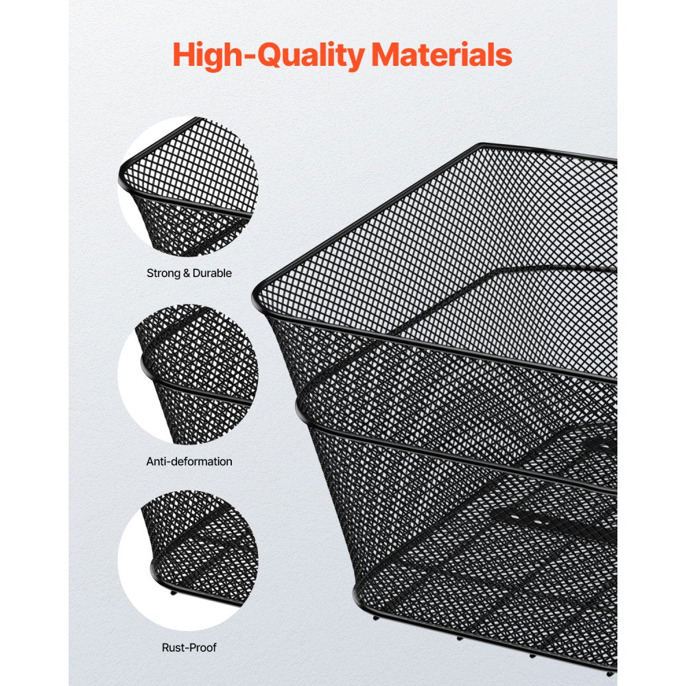 Rear Bike Basket Wire Mesh Bicycle Basket with Cargo Net Waterproof Cover
