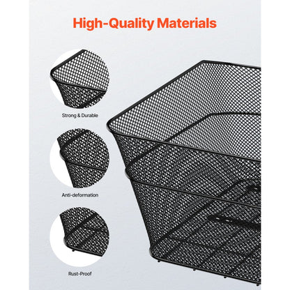 Rear Bike Basket Wire Mesh Bicycle Basket with Cargo Net Waterproof Cover