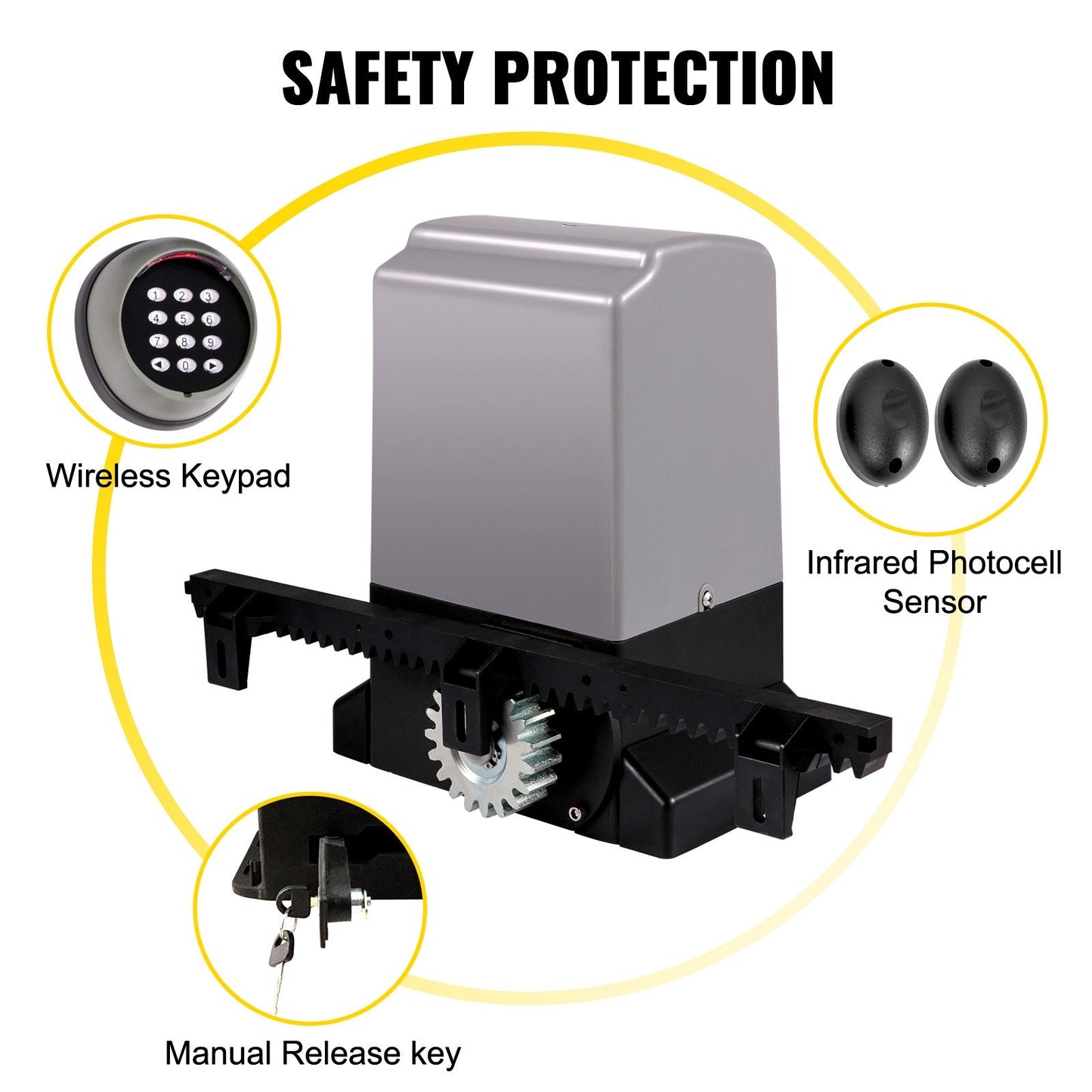 Automatic Sliding Gate Opener, 1800 KG Capacity, 4 m with 4 Remotes & App Control