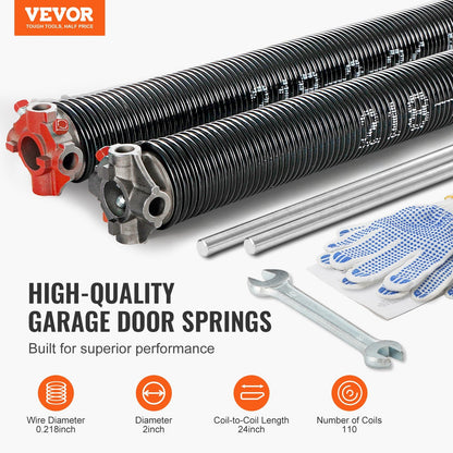 High-Performance Garage Door Torsion Springs with Winding Bars, 0.55m x 2m