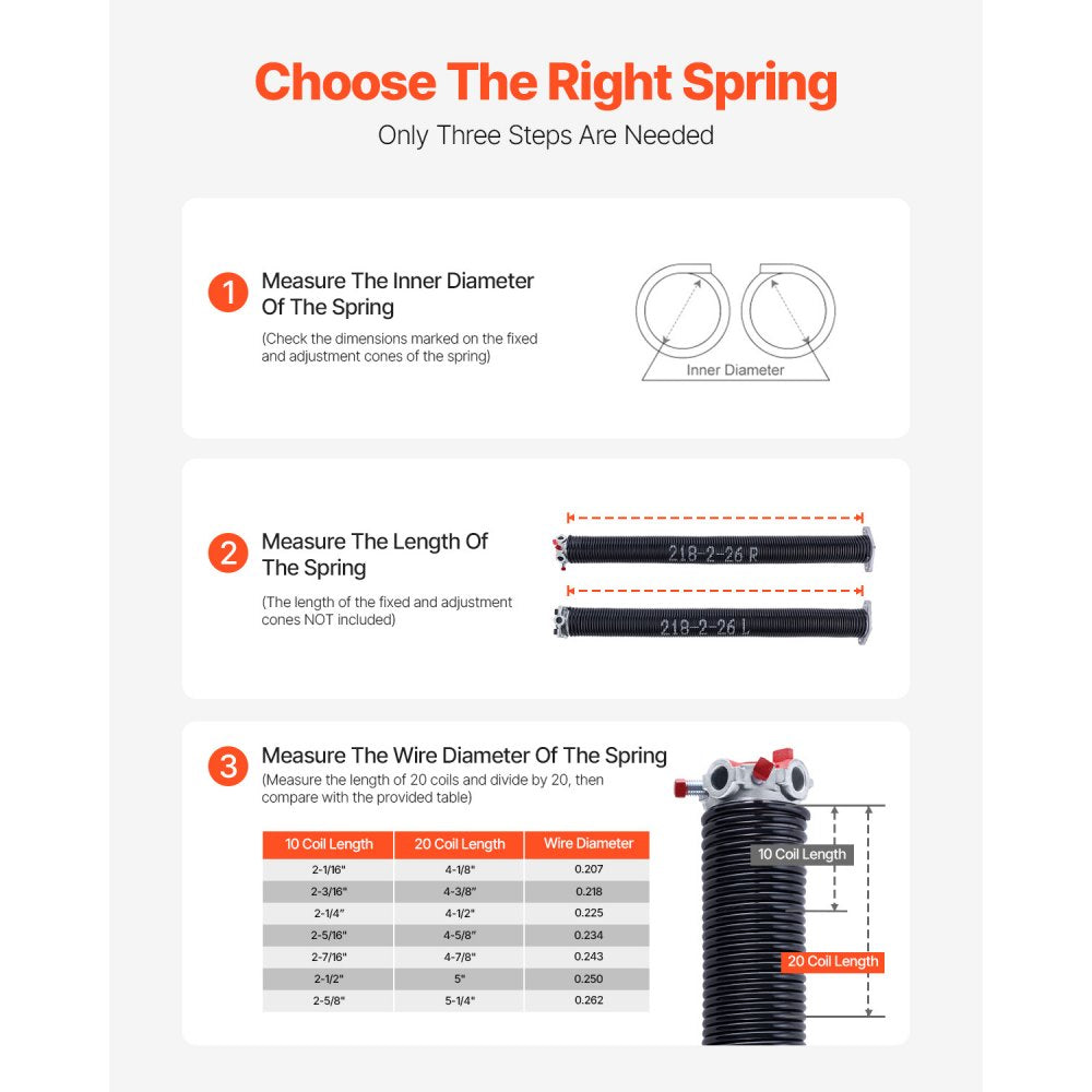 Garage Door Torsion Springs Pair of 5.54 x 50.8 x 668 mm with Winding Bars