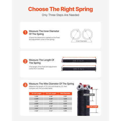 Garage Door Torsion Springs Pair of 5.72 x 50.8 x 610 mm with Winding Bars