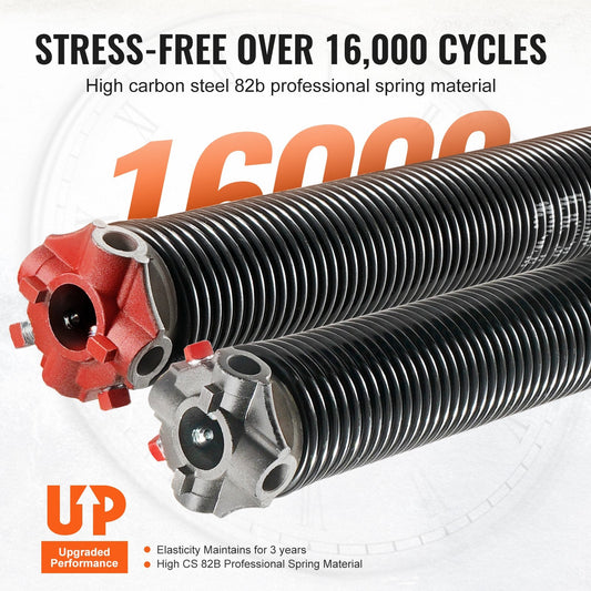 Heavy-Duty Garage Door Torsion Springs Set, 16000 Cycles, 6.35x50.8x711.2mm