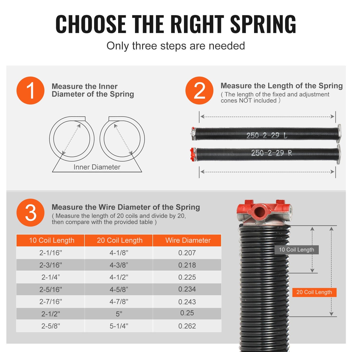 VEVOR Garage Door Torsion Springs, Pair of 0.25 x 2 x 29inch, Garage Door Springs