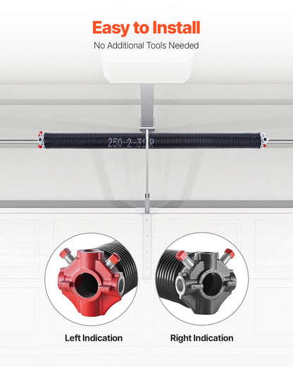 Garage Door Torsion Springs, Pair of 6.35 x 50.8 x 787 mmn, 16000 Cycles, Electrophoresis Black Coated for Replacement, Garage Door Springs with Non-Slip Winding Bars, Gloves and Mounting Wrench