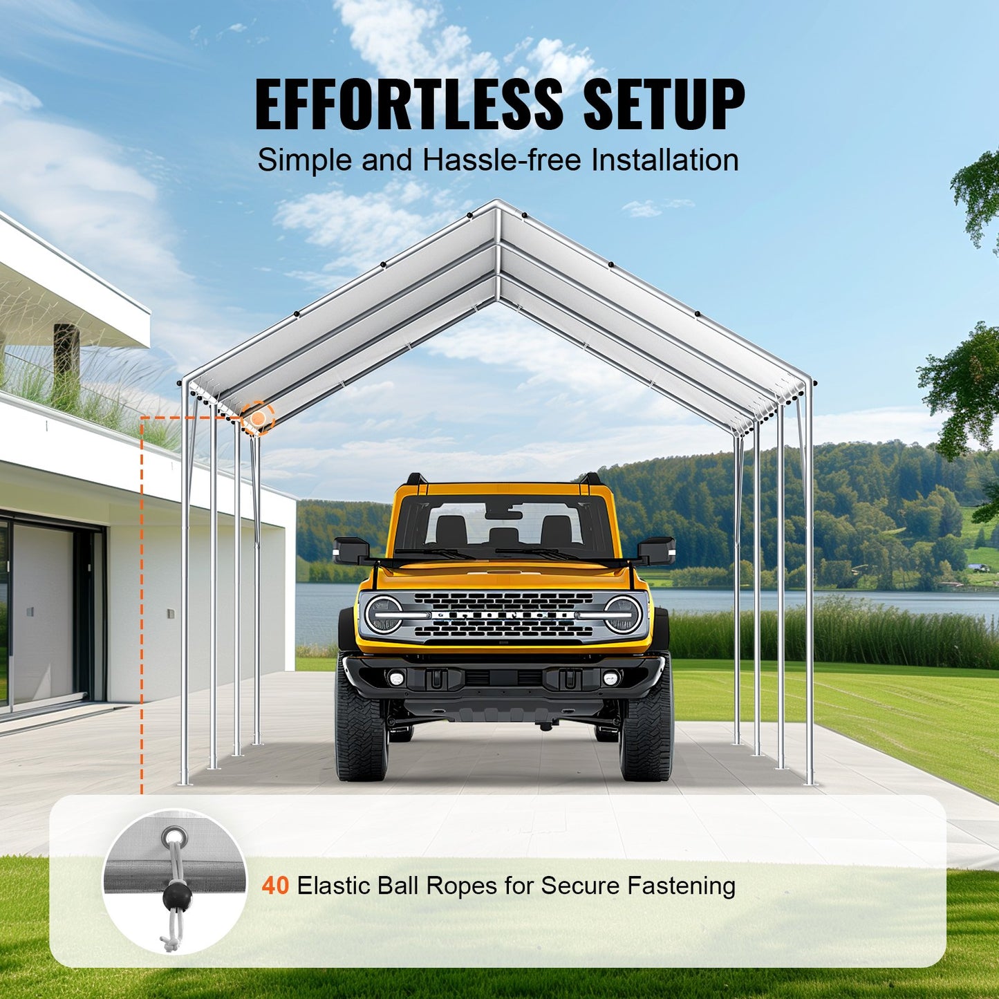 VEVOR 10 x 20 ft Carport Replacement Canopy Cover, Garage Top Tent Shelter Tarp