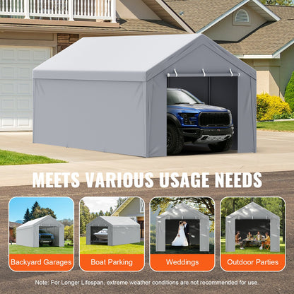 VEVOR Carport Replacement Canopy Cover Top + Side Wall 10 x 20 ft, Garage Tent Shelter