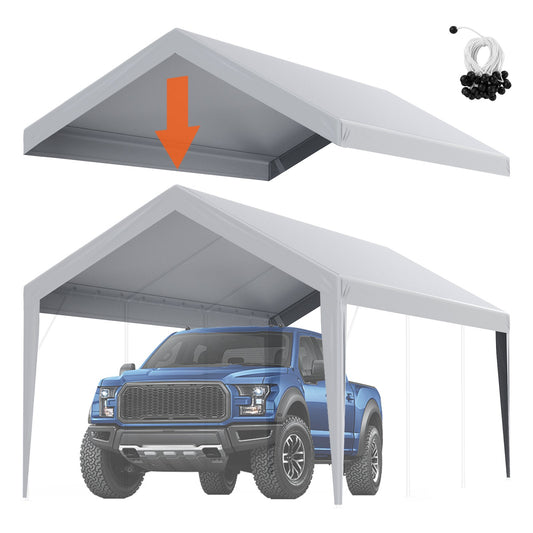 VEVOR Carport Replacement Canopy Cover 10 x 20 ft, Garage Top Tent Shelter Tarp