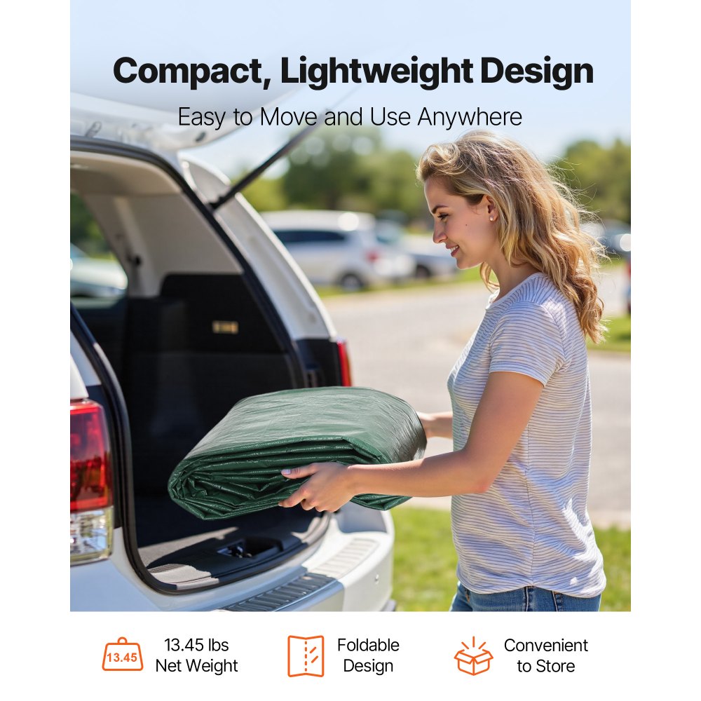 Carport Replacement Canopy, 3 x 6 m Potable Garage Tent Top Tarp, UV-Resistant & Waterproof Car Shelter Tarp, Heavy Duty Car Port Cover with Ball Buggees, Dark Green, Frame Not Included