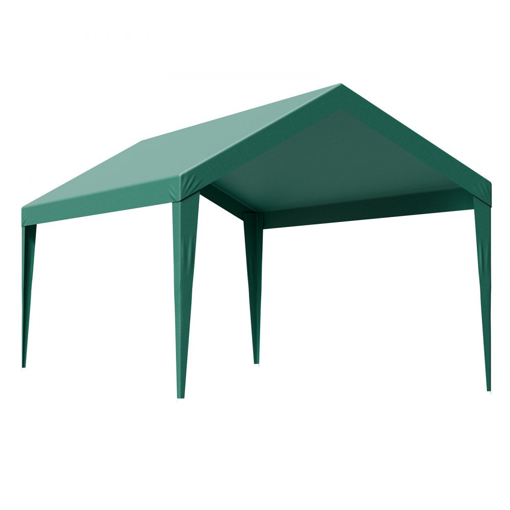 Carport Replacement Canopy, 3 x 6 m Potable Garage Tent Top Tarp, UV-Resistant & Waterproof Car Shelter Tarp, Heavy Duty Car Port Cover with Ball Buggees, Dark Green, Frame Not Included