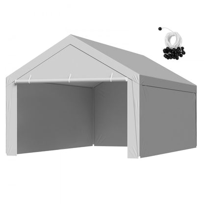 Carport Replacement Canopy, 3.6x 6 m Potable Garage Tent Top Tarp with Sidewalls, UV-Resistant & Waterproof, Heavy Duty Car Shelter Tarp with Ball Buggees, Grey, Frame Not Included