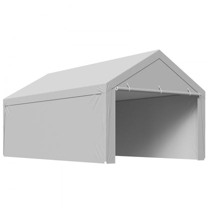Carport Replacement Canopy, 3.6x 6 m Potable Garage Tent Top Tarp with Sidewalls, UV-Resistant & Waterproof, Heavy Duty Car Shelter Tarp with Ball Buggees, Grey, Frame Not Included