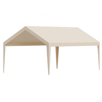 Carport Replacement Canopy, 3.6 x 6 m Potable Garage Tent Top Tarp, UV-Resistant & Waterproof Car Shelter Tarp, Heavy Duty Car Port Cover with Ball Buggees, Beige, Frame Not Included