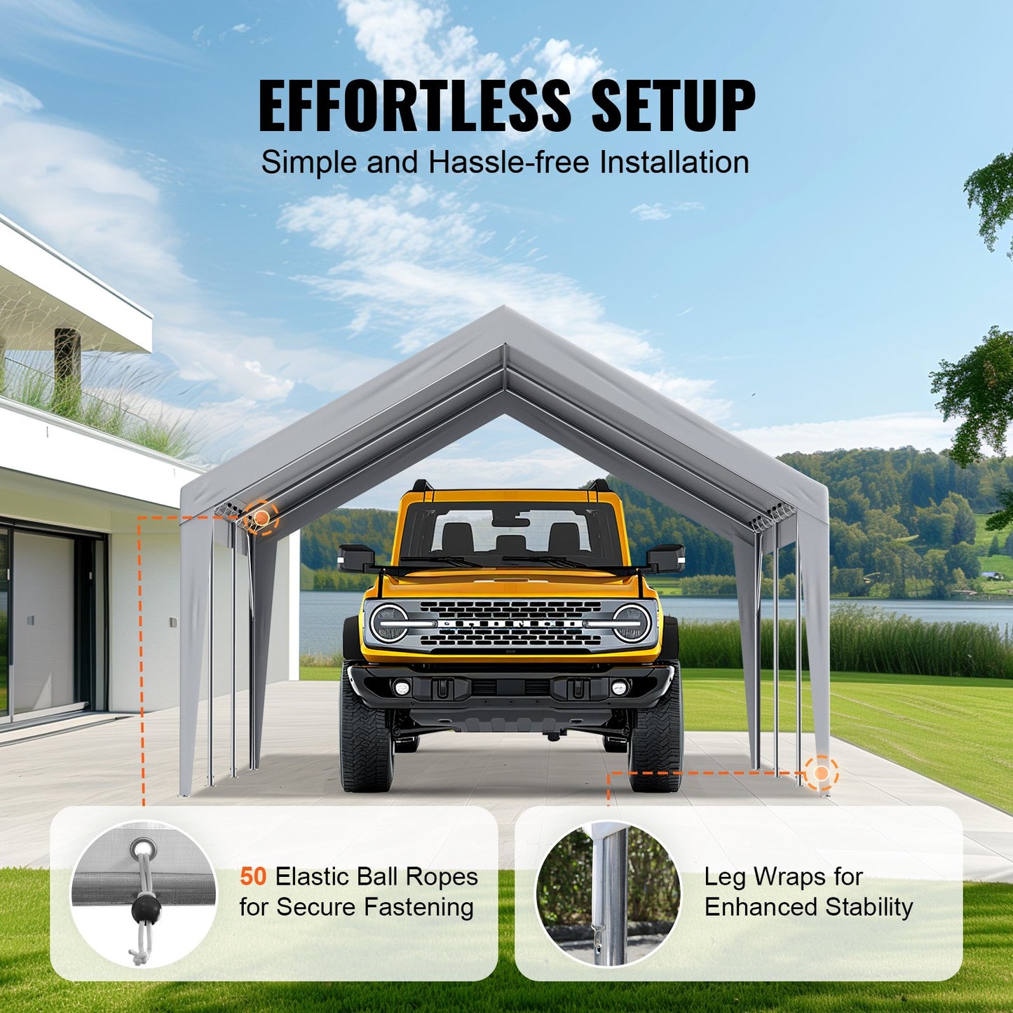 VEVOR Carport Replacement Canopy Cover 13 x 20 ft, Garage Top Tent Shelter Tarp