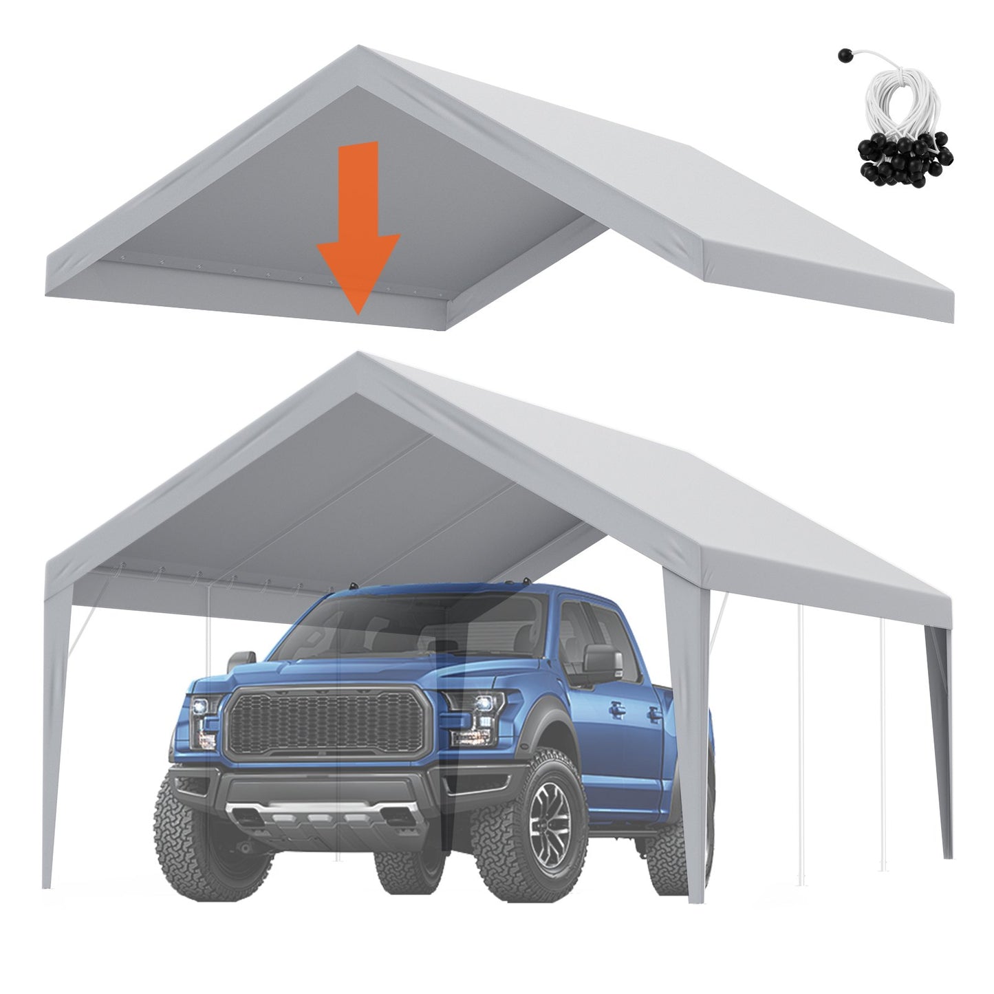 VEVOR Carport Replacement Canopy Cover 13 x 20 ft, Garage Top Tent Shelter Tarp