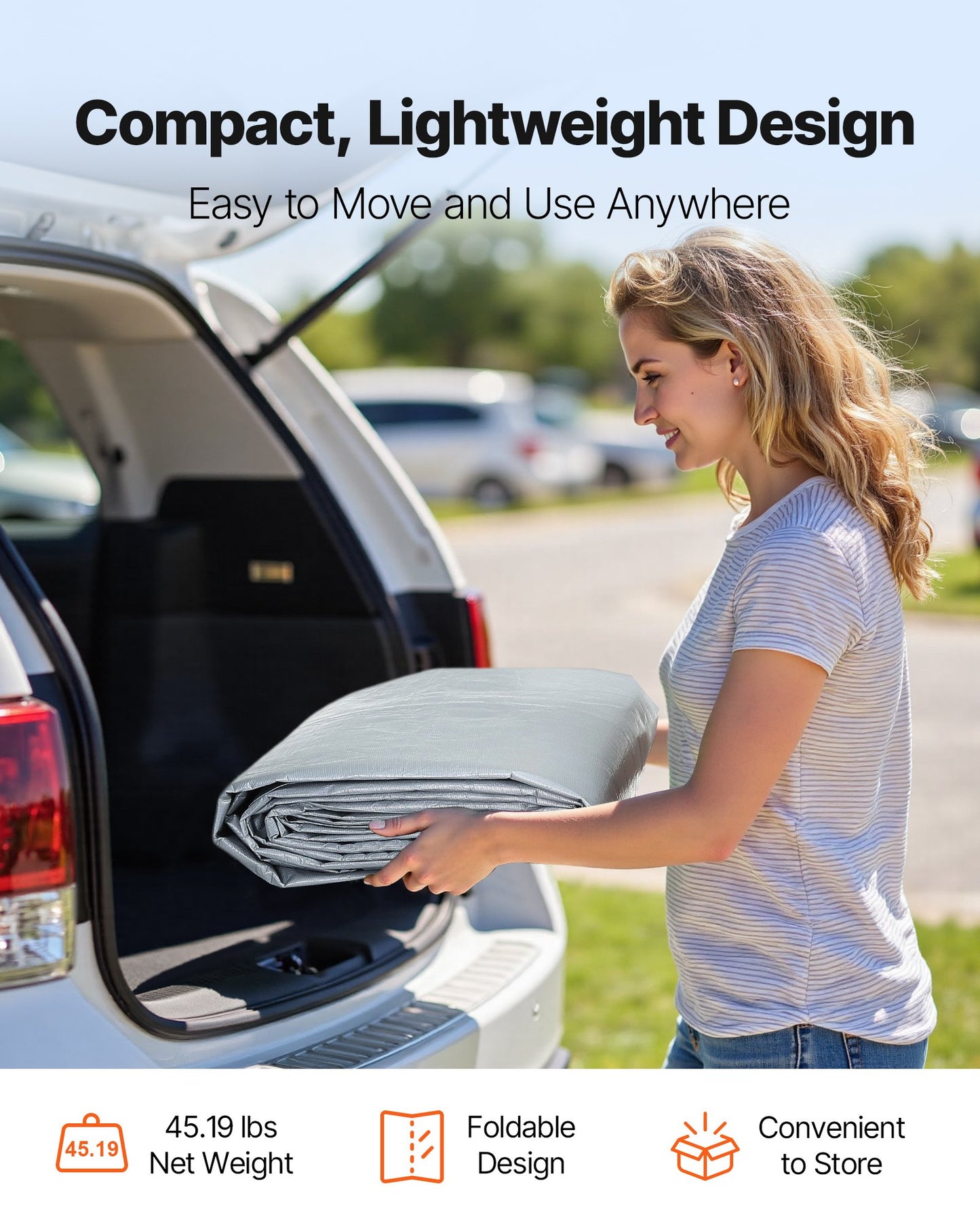 Carport Replacement Canopy, 6 x 6 m Potable Garage Tent Top Tarp with Sidewalls, UV-Resistant & Waterproof, Heavy Duty Car Shelter Tarp with Ball Buggees, Grey, Frame Not Included