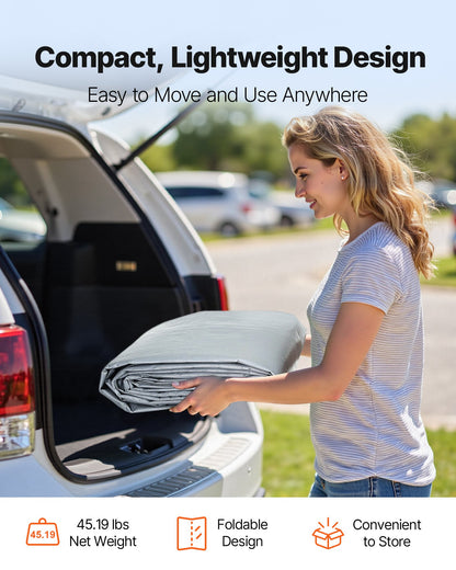 Carport Replacement Canopy, 6 x 6 m Potable Garage Tent Top Tarp with Sidewalls, UV-Resistant & Waterproof, Heavy Duty Car Shelter Tarp with Ball Buggees, Grey, Frame Not Included