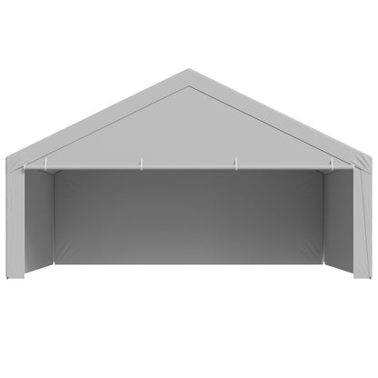 Carport Replacement Canopy, 6 x 6 m Potable Garage Tent Top Tarp with Sidewalls, UV-Resistant & Waterproof, Heavy Duty Car Shelter Tarp with Ball Buggees, Grey, Frame Not Included