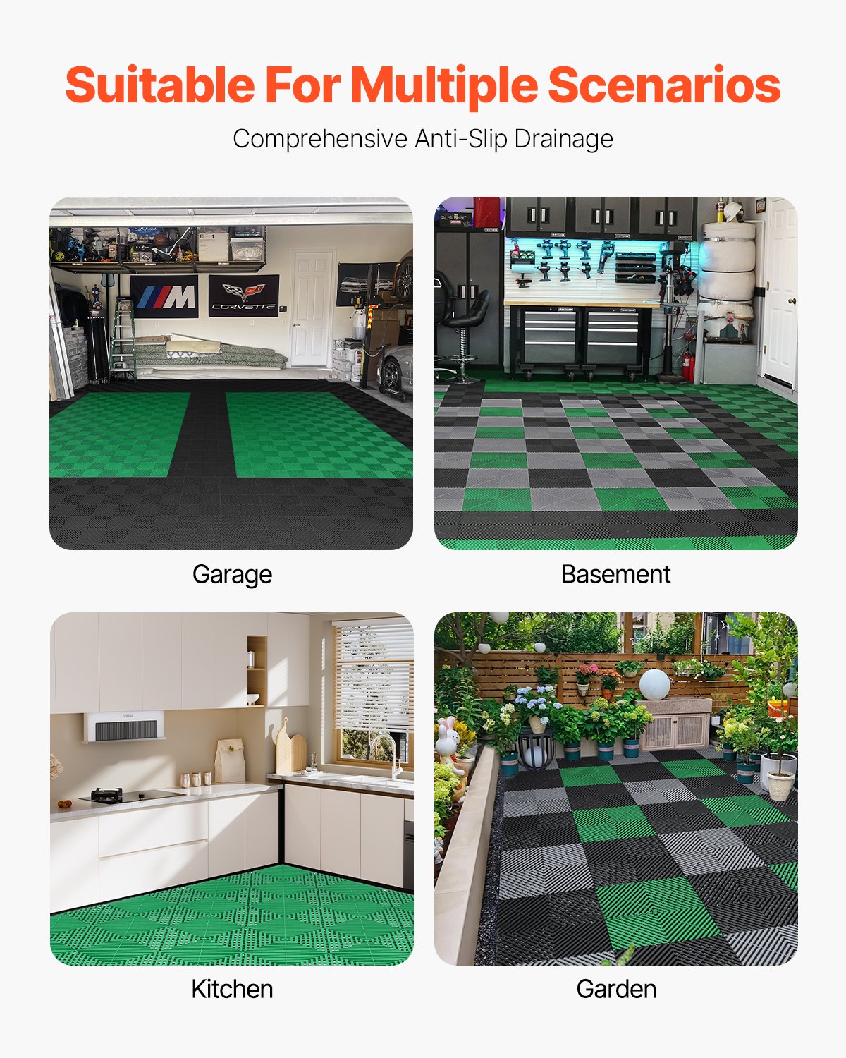 VEVOR Interlocking Drainage Mat Drainage Cushion 31 x 31 cm Modular Floor Tile