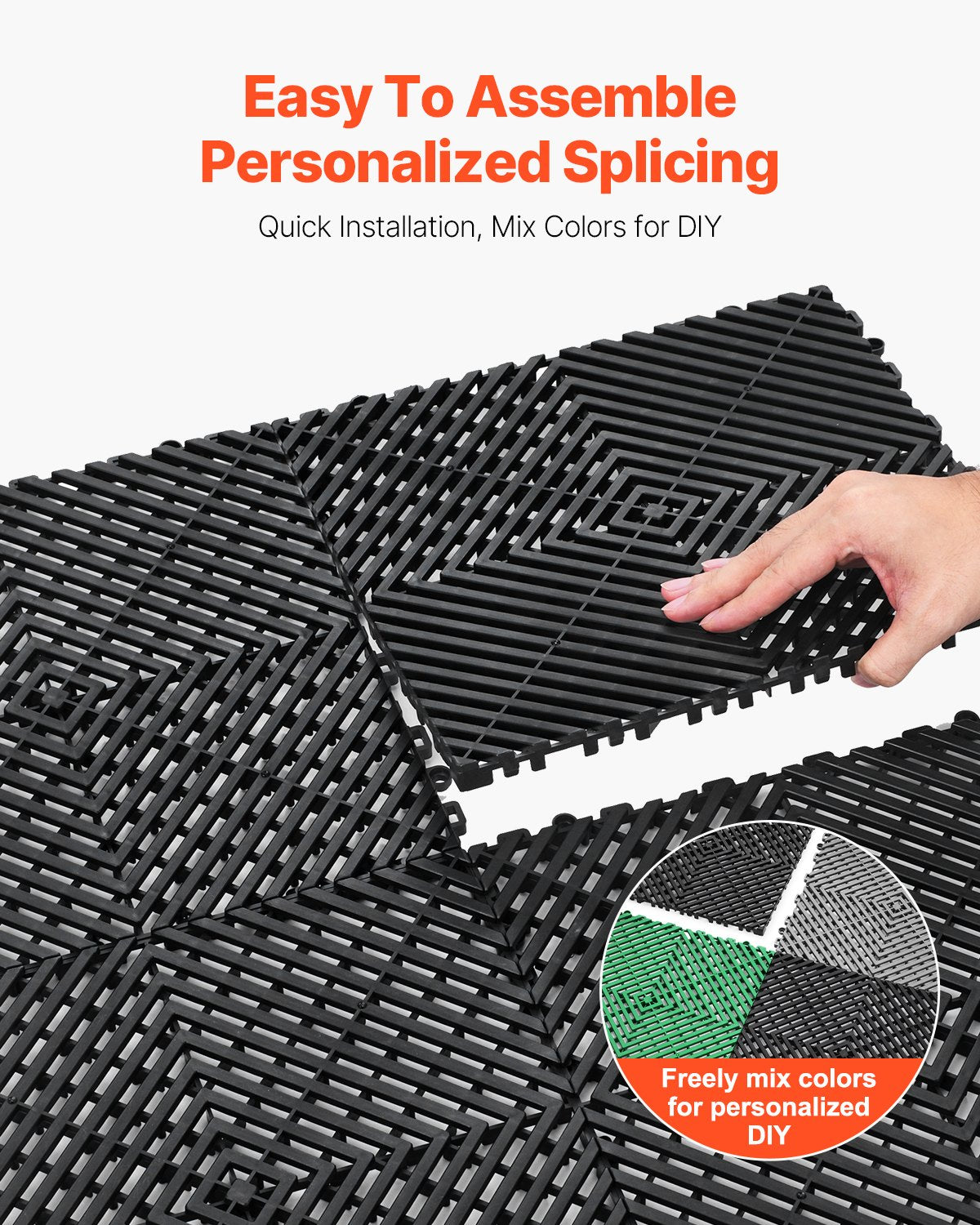 VEVOR Drainage Mat Modular Interlocking Cushion 31 x 31 cm Drainage Floor Tile
