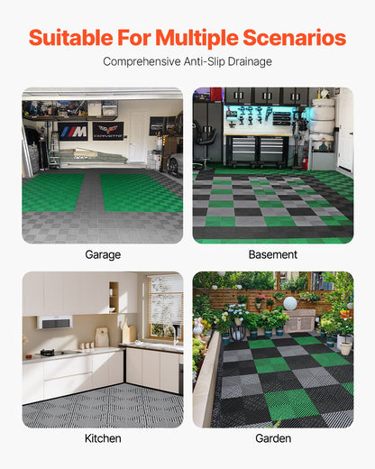 VEVOR Drainage Mat Drainage Floor Tile 31 x 31 cm Modular Interlocking Cushion
