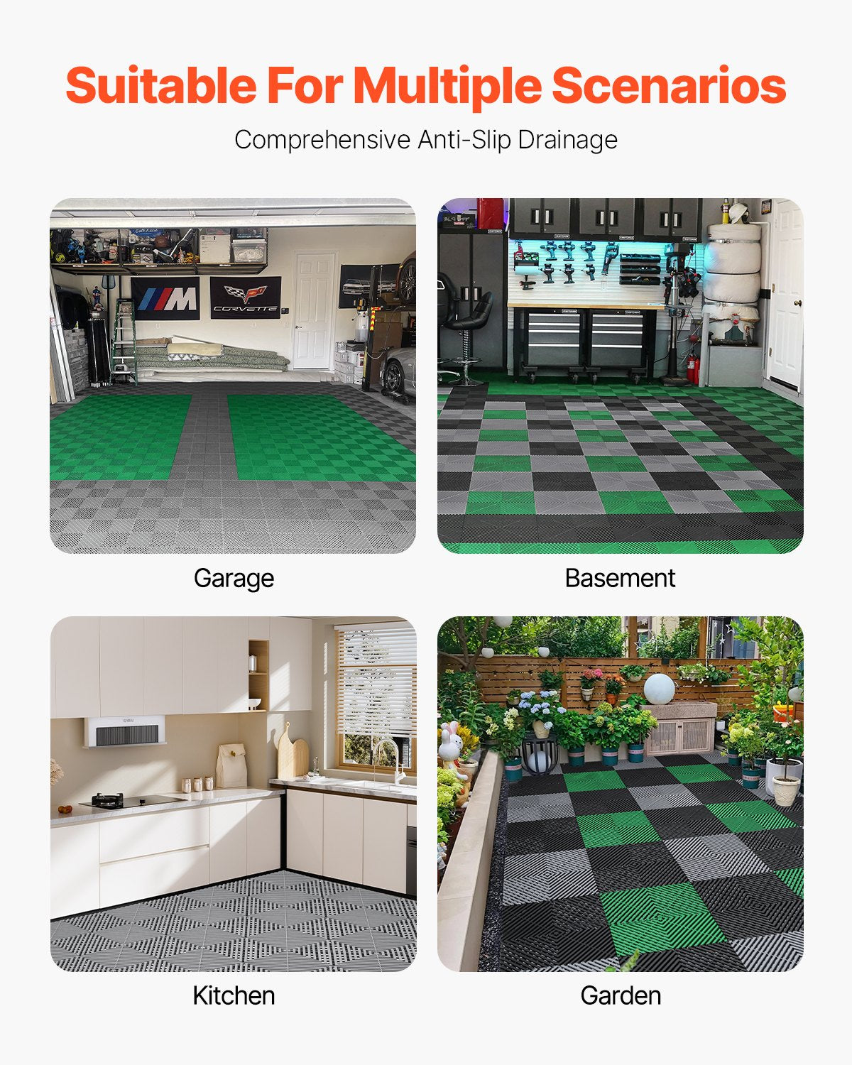 VEVOR Drainage Mat Interlocking Drainage Cushion 31 x 31 cm Modular Floor Tile